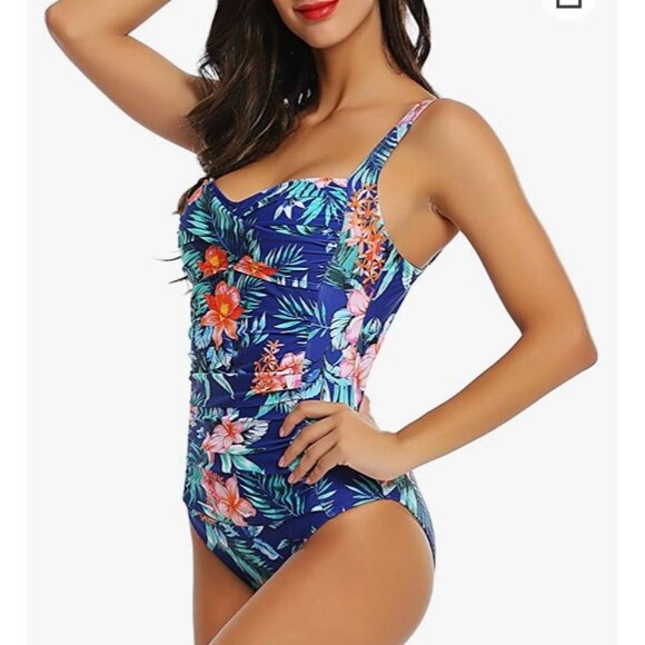 Joyaria Womens Retro One Piece Swimsuit Tummy Control Slimming Bathing Suit - Picture 1 of 7